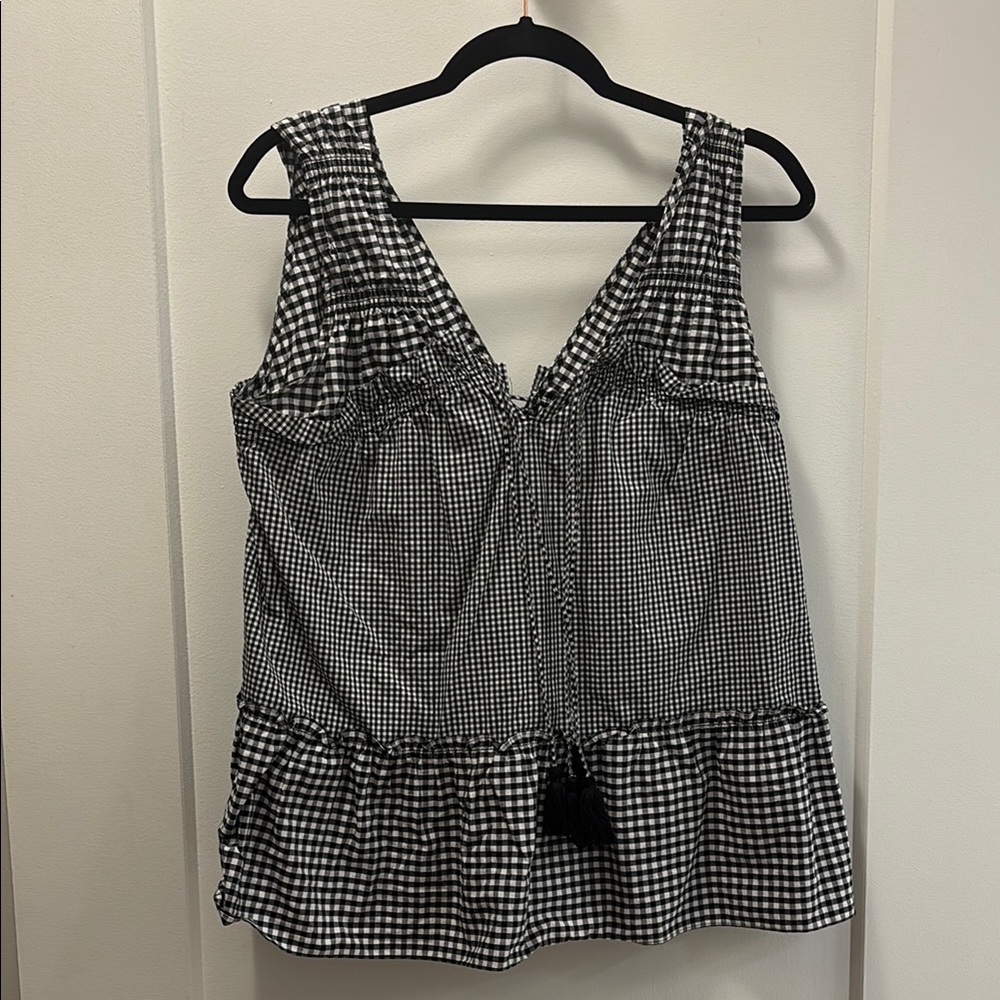 Derek Lam Gingham Tank Top with Tie Front